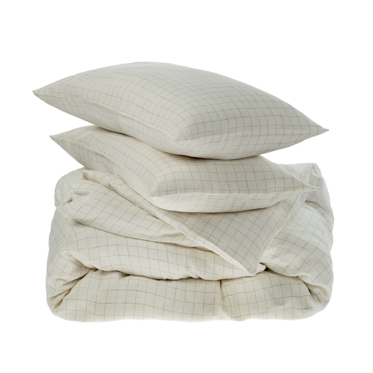 Linen Check King Duvet Set, Ivory