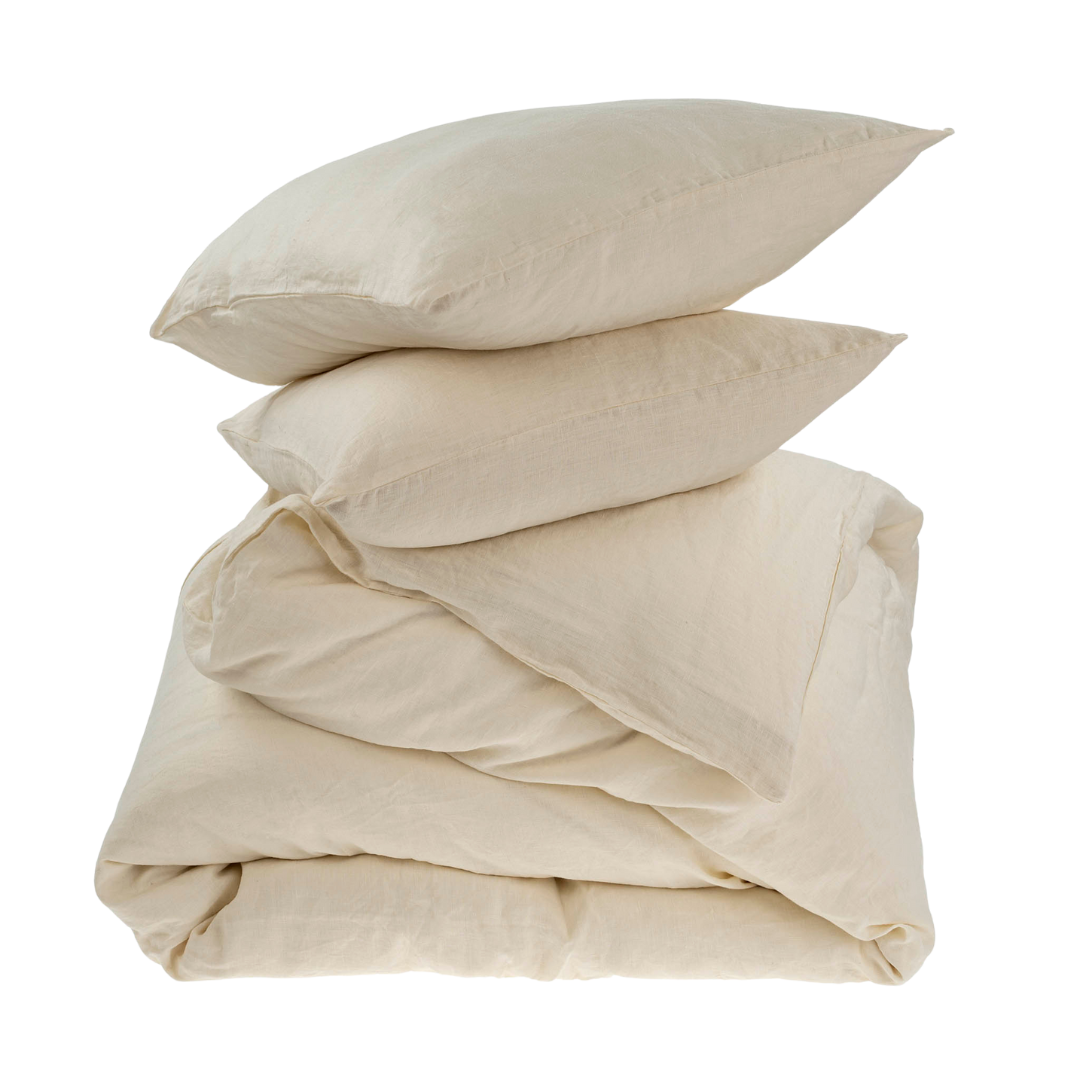 Reverie Linen Queen Duvet Set Ivory