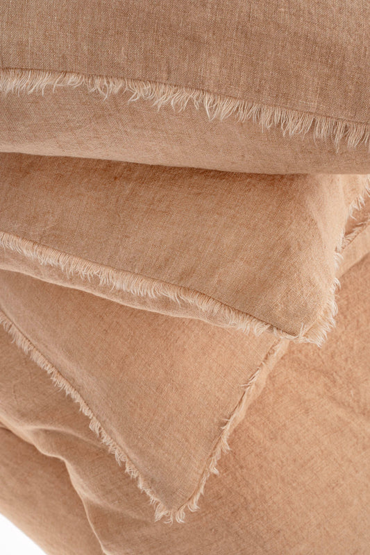 Lina Linen Queen Duvet Set Terracotta