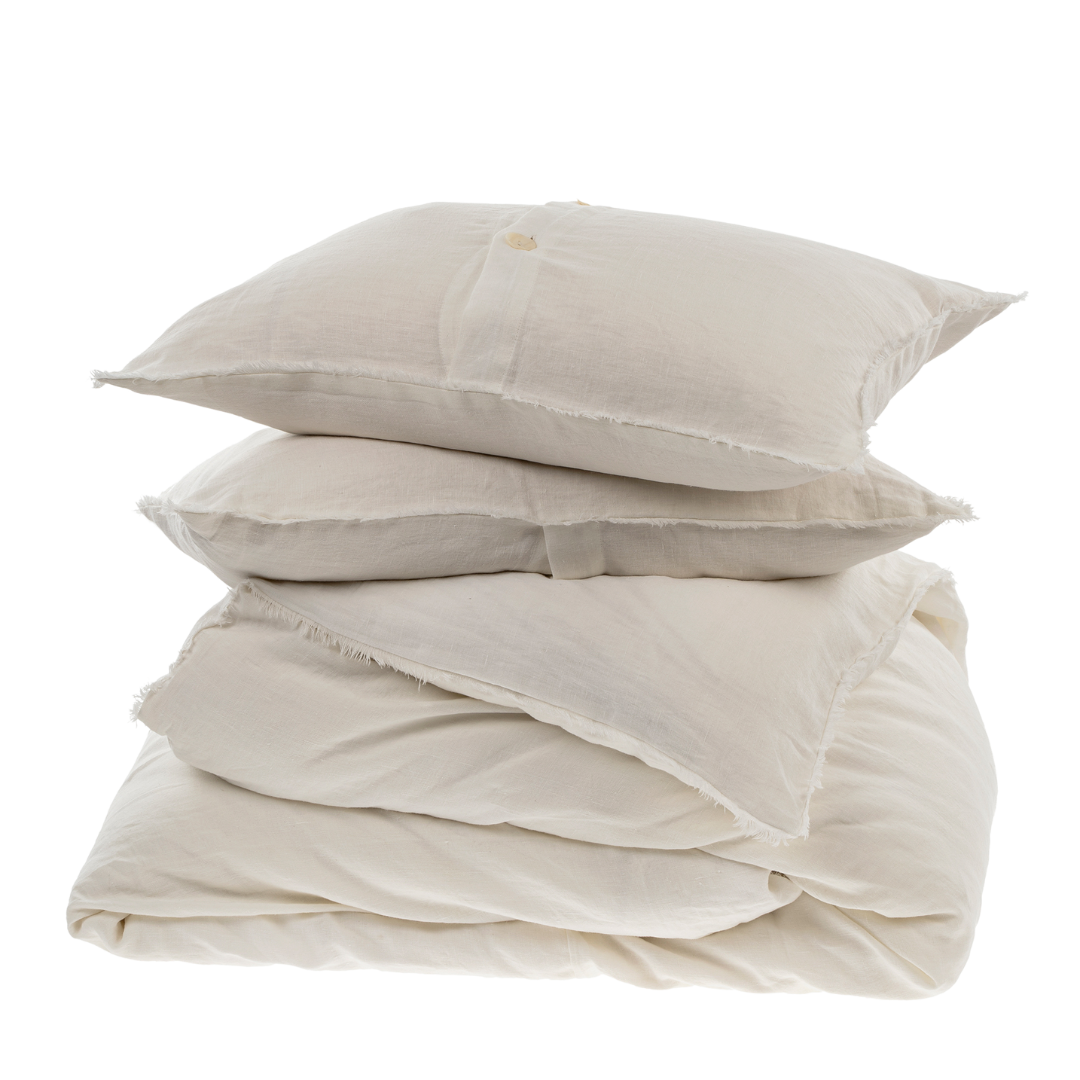 Lina Linen King Duvet Set, Ivory