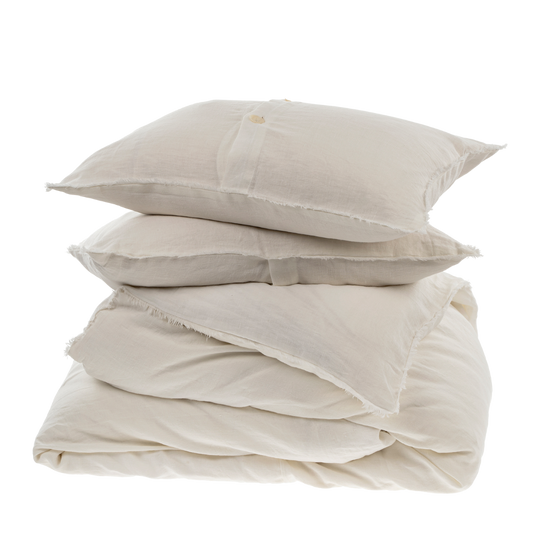 Lina Linen King Duvet Set, Ivory