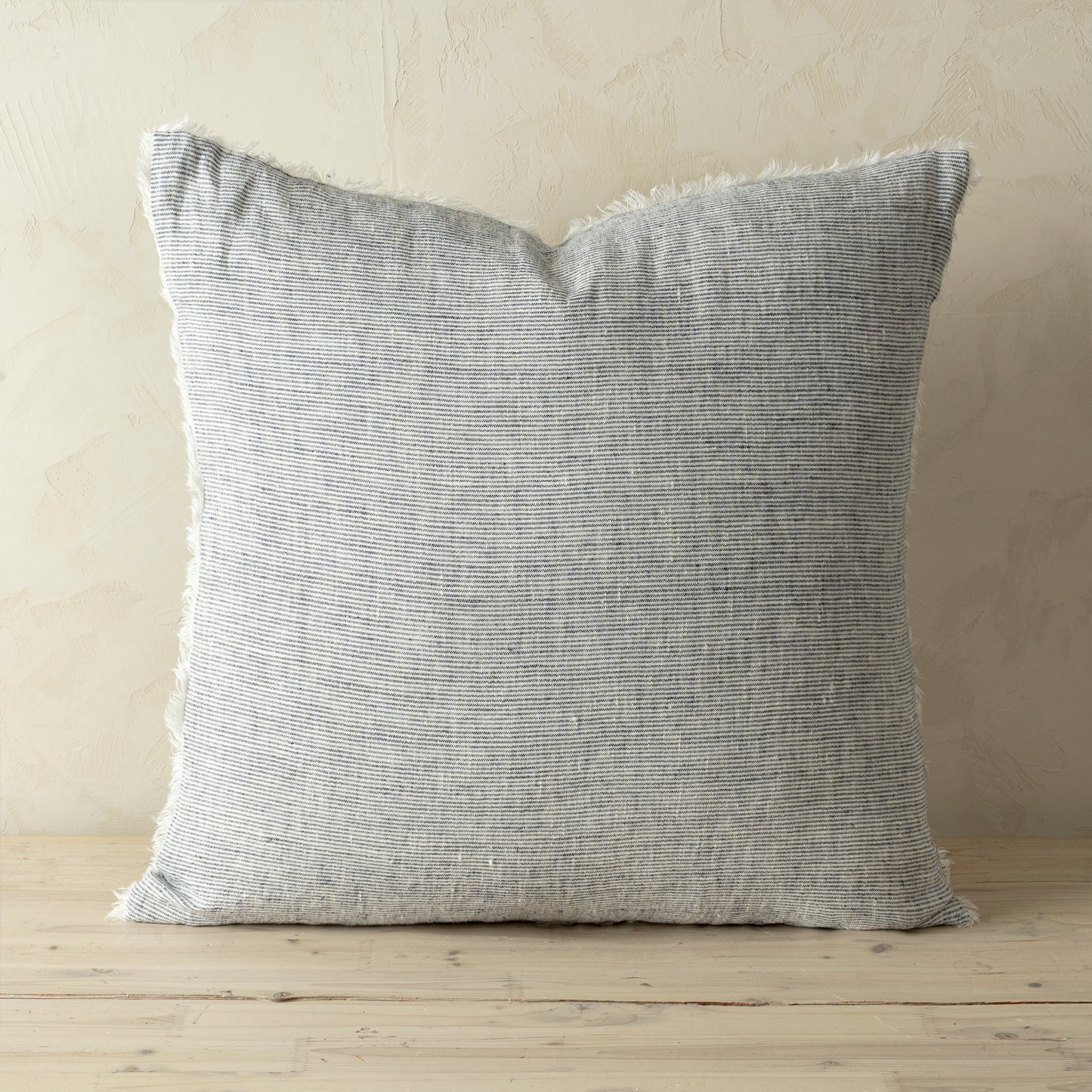 24x24 Lina Linen Pillow Navy Stripe
