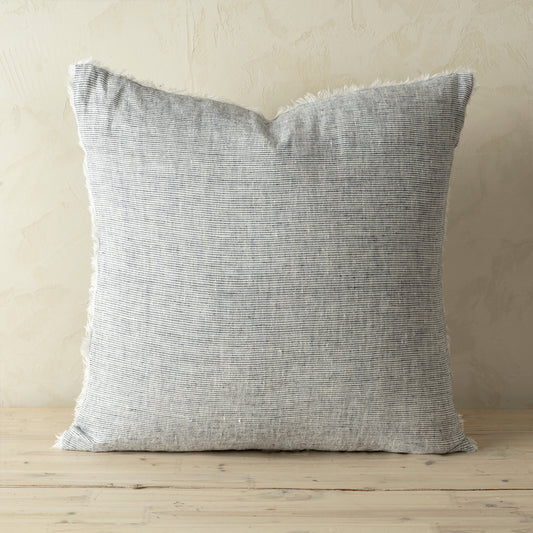 24x24 Lina Linen Pillow Navy Stripe