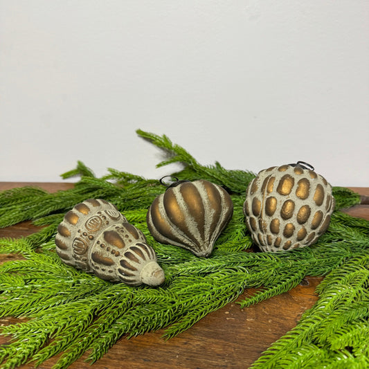 Patinaed Ornament: Golden Green