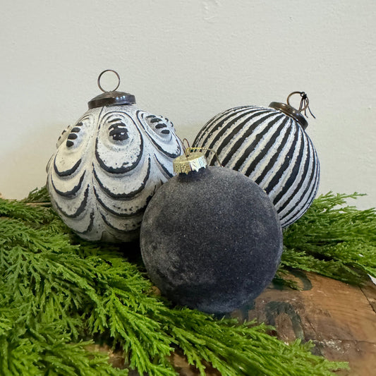 Patinaed Ball Ornament: Feather