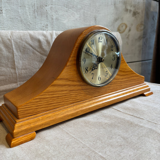 Vintage Mantle Clock - Light Wood