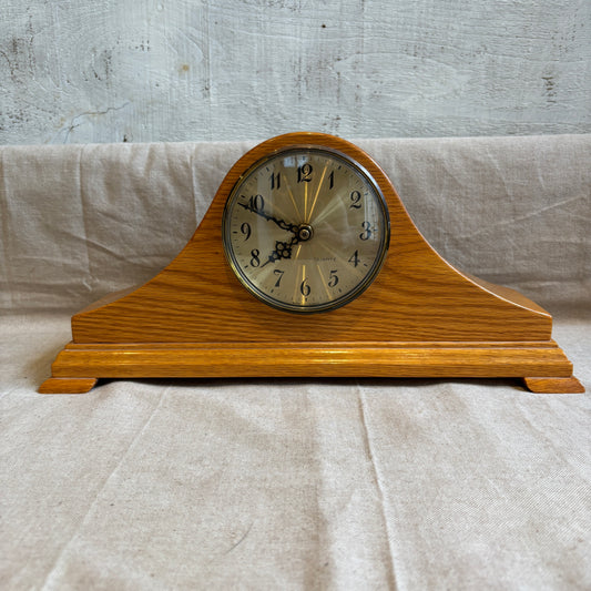 Vintage Mantle Clock - Light Wood
