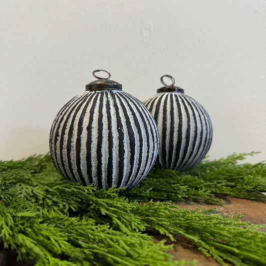 Patinaed Ball Ornament: Stripes