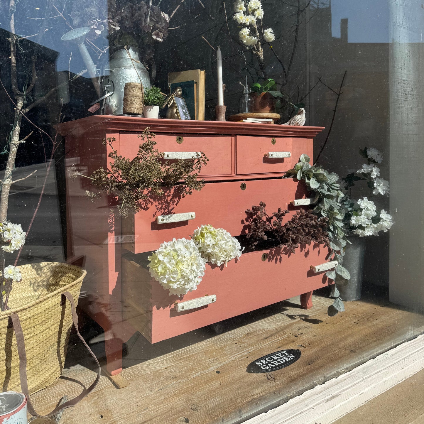 Vintage Dresser Chalk Painted - Scandinavian Pink w/ Marble Pulls