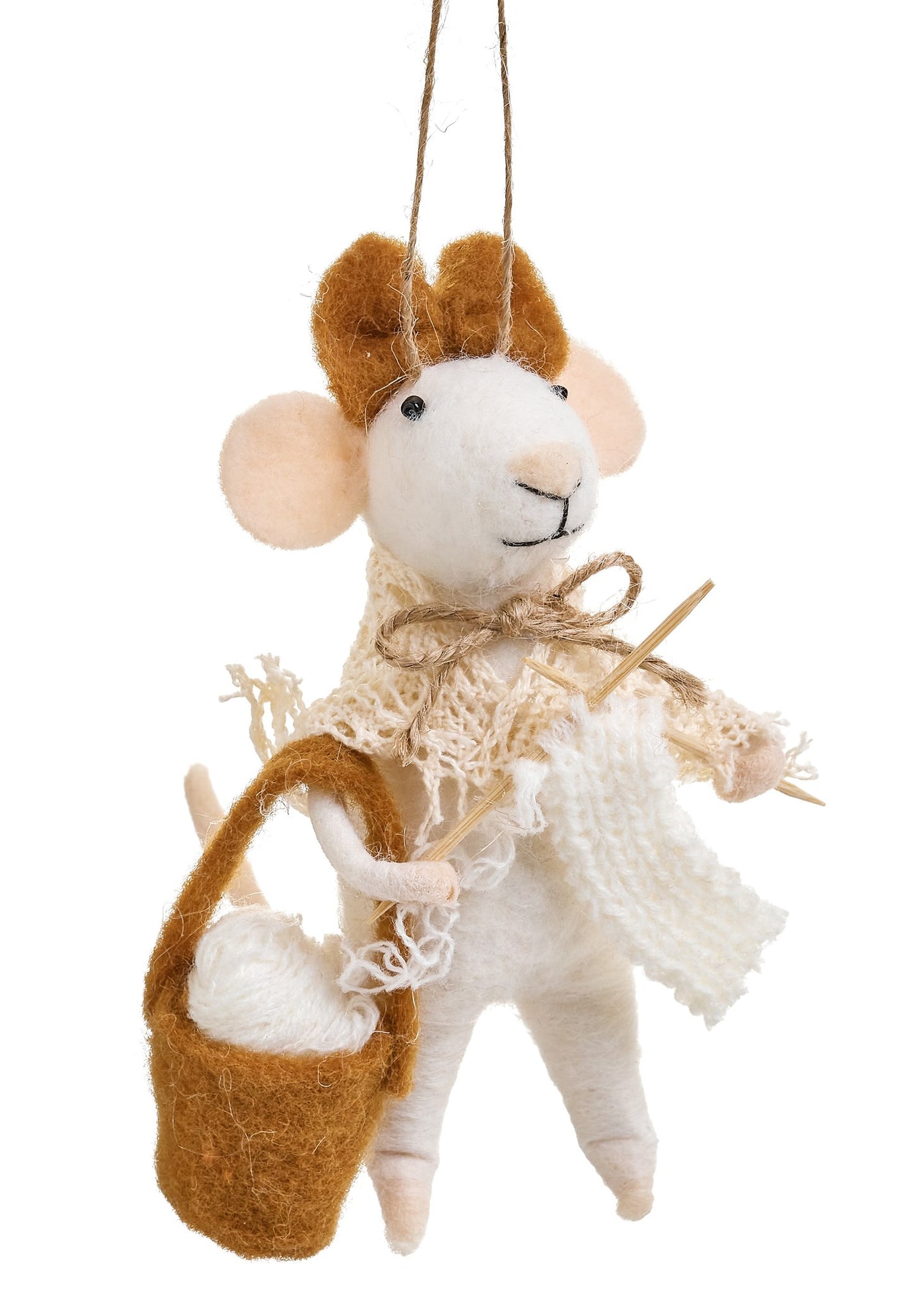 Wool Knitting Mouse Ornament
