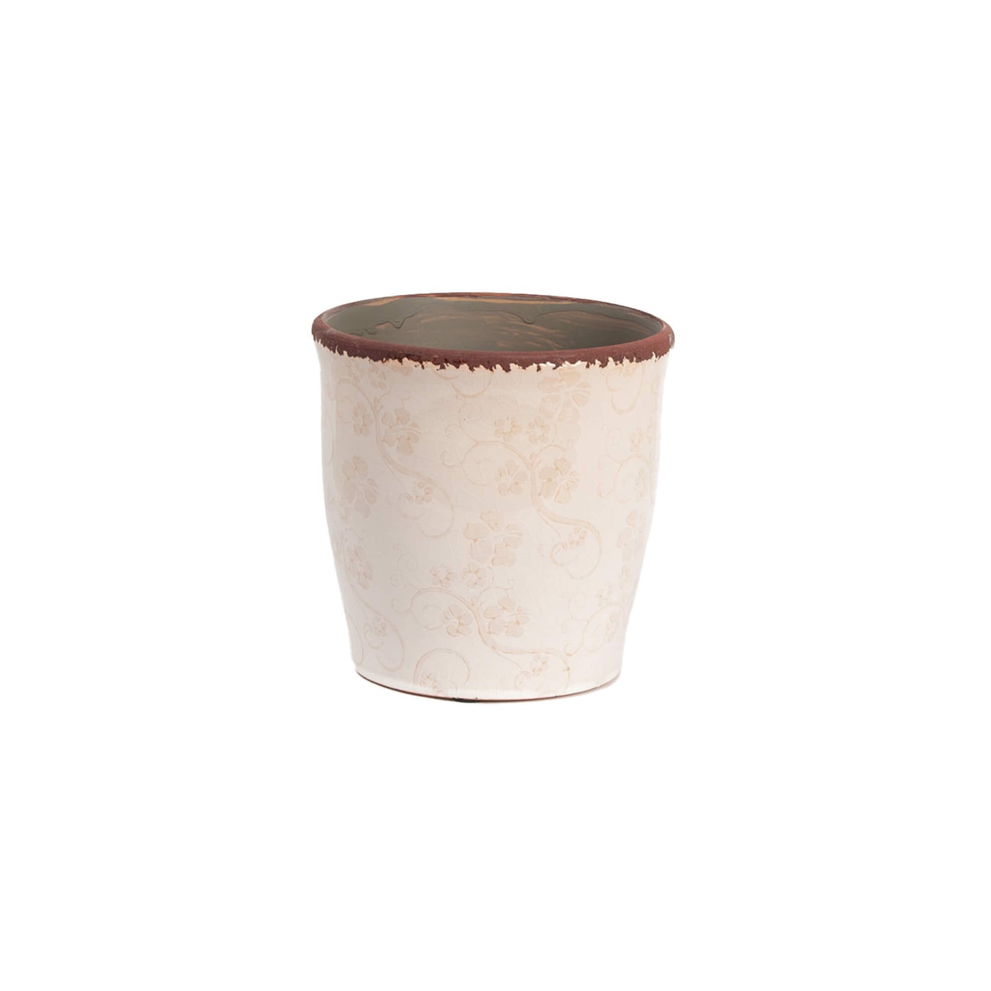Cream Planter w/ Floral Pattern