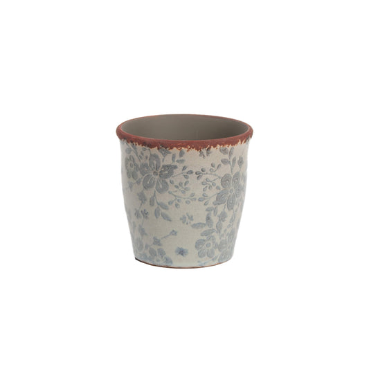 Blue Planter w/ Floral Pattern