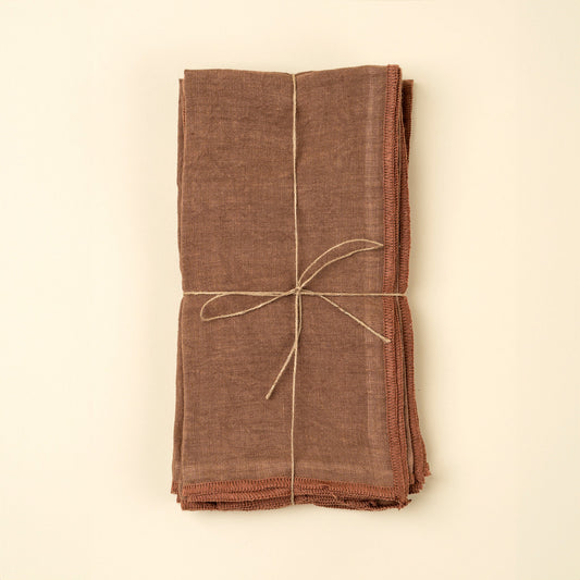 Stonewashed Linen Napkins S/4, Mahogany