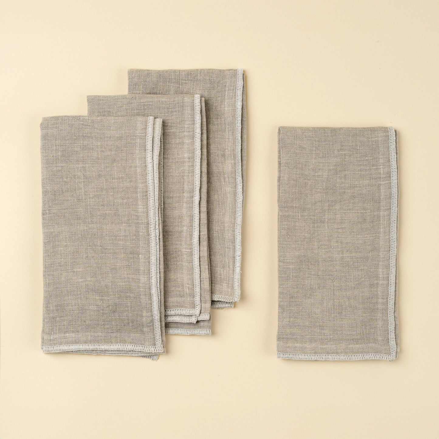 Stonewashed Linen Napkins S/4, Light Grey