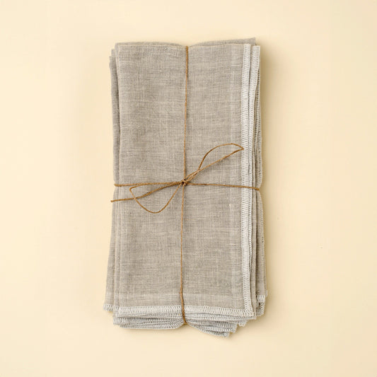 Stonewashed Linen Napkins S/4, Light Grey