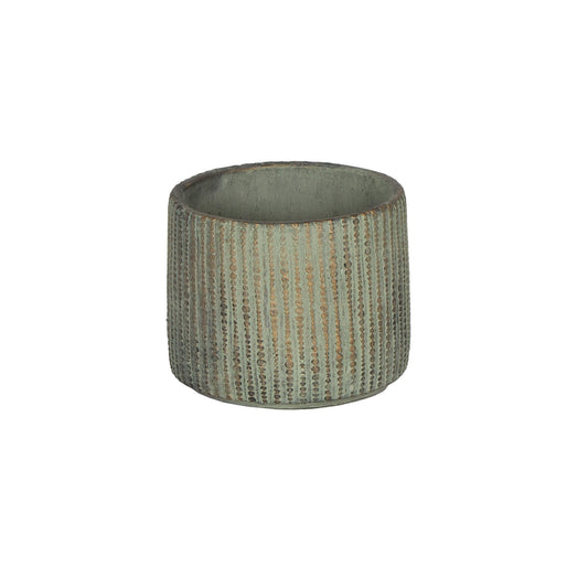 Round Embossed Planter - Green & Gold