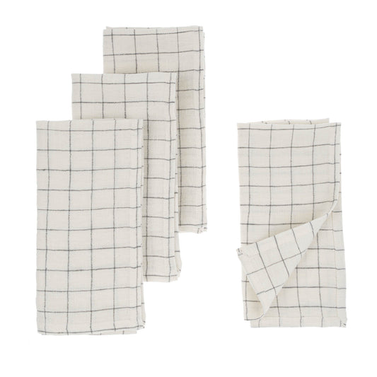 Linen Check Napkin - Grey