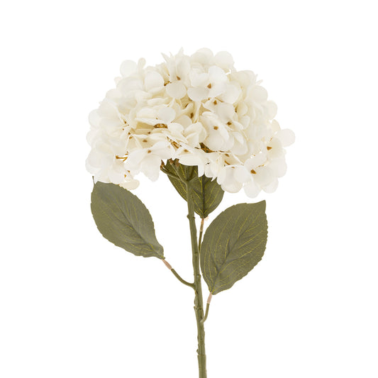 Faux Hydrangea Floral Stem - White