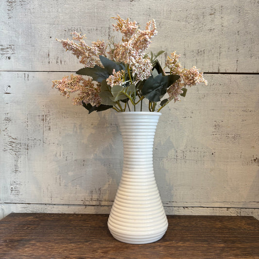 Vintage Milk Glass Vase - Ribbed