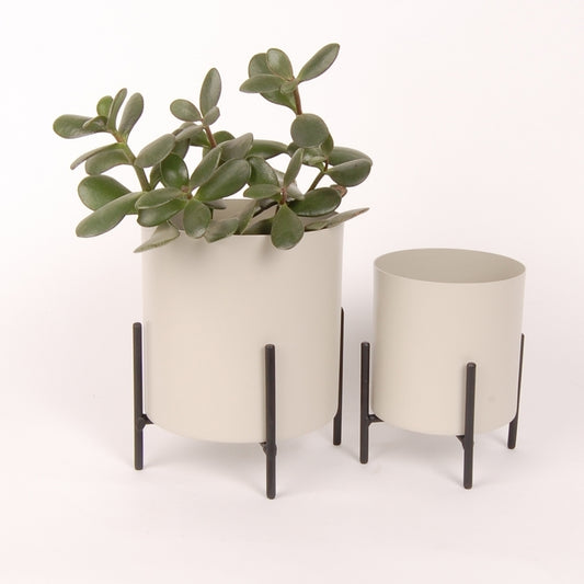 White Metal Planter with Stand