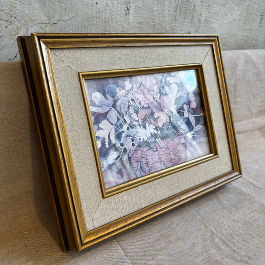 Vintage Floral Art w/ Gold Frame + Fabric Surround -XS
