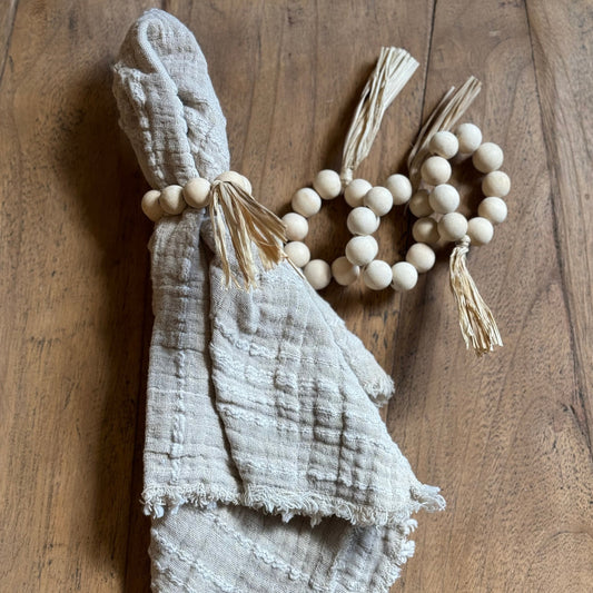 Bead Napkin Rings w/ Raffia Tassel