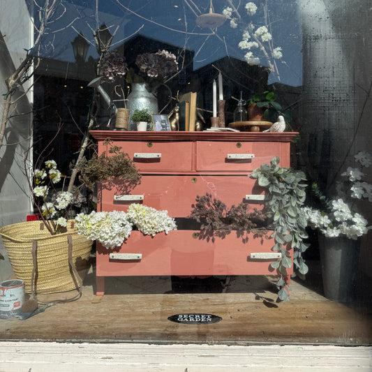 Vintage Dresser Chalk Painted - Scandinavian Pink w/ Marble Pulls