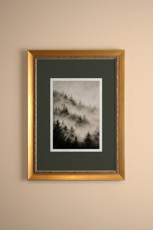 FADING TREES, VINTAGE GOLD FRAME