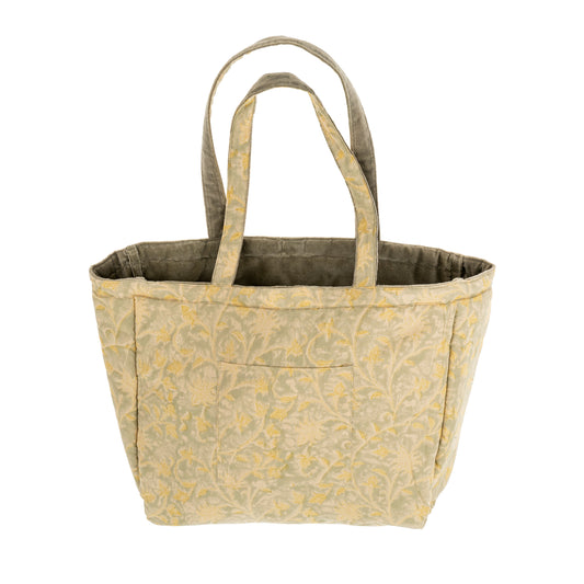 Block Print Velvet Reversible Tote, Cypress