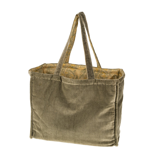 Block Print Velvet Reversible Tote, Cypress