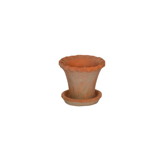 Frilly Edge Terracotta Pot w/ Saucer