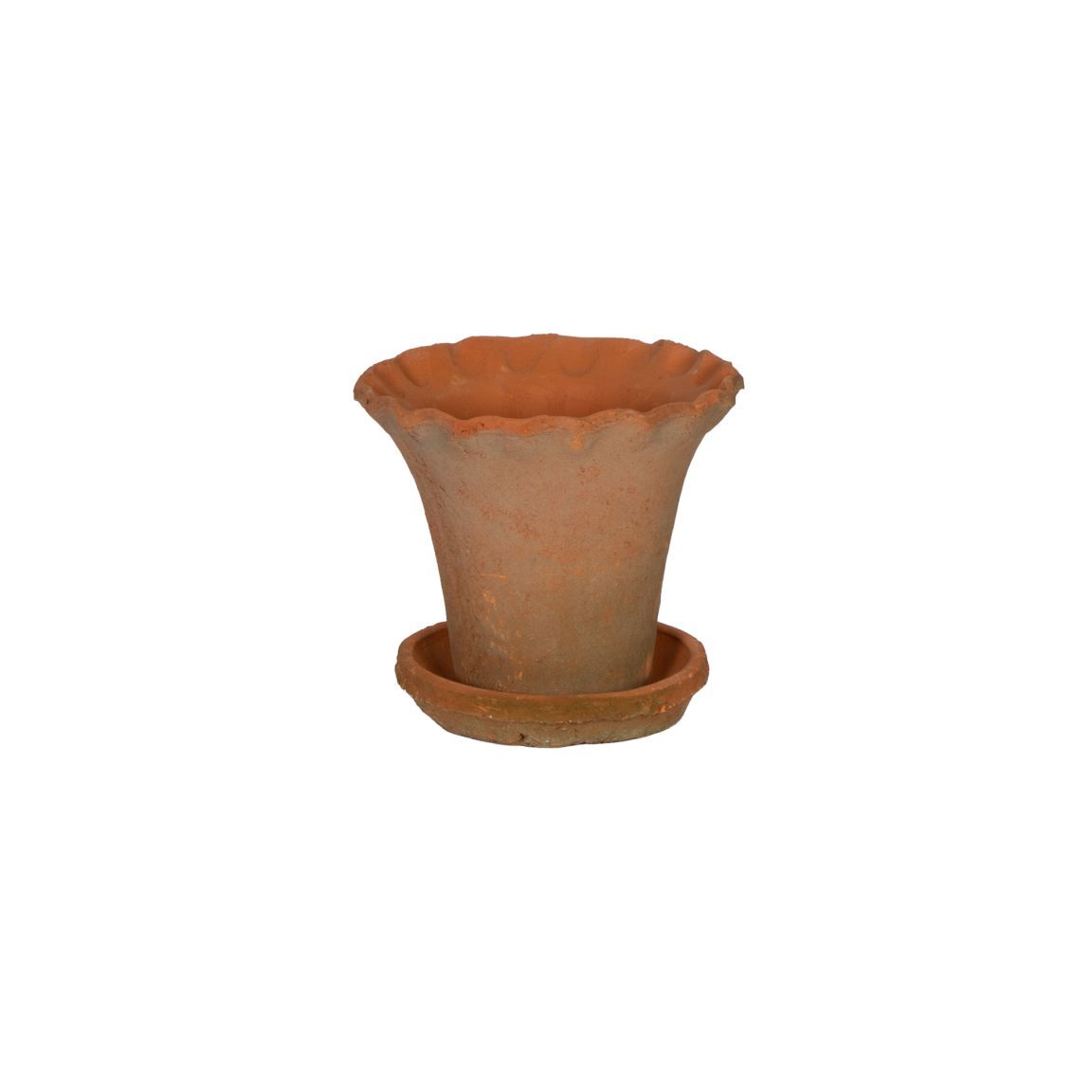 Frilly Edge Terracotta Pot w/ Saucer