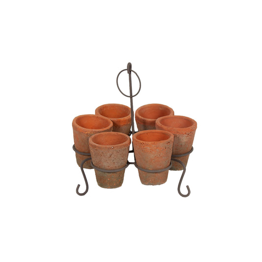 Wire Stand w/ 6 Terracotta Pots