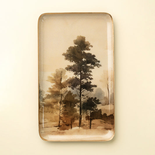 Woodland Mist Enamelled Tray - Large