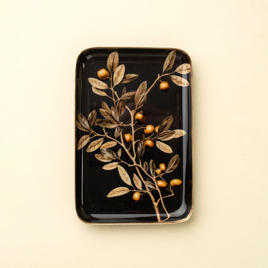 Golden Olive Enamelled Tray - Small