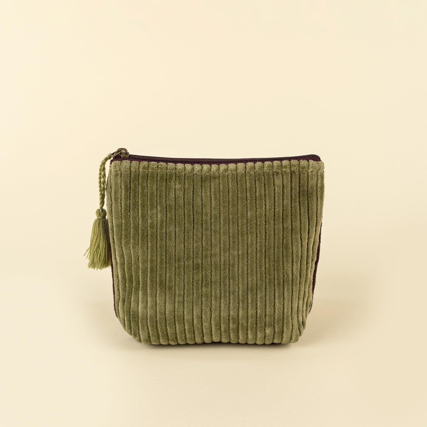 Small Two-Tone Velvet Pouch - Green&Sangria
