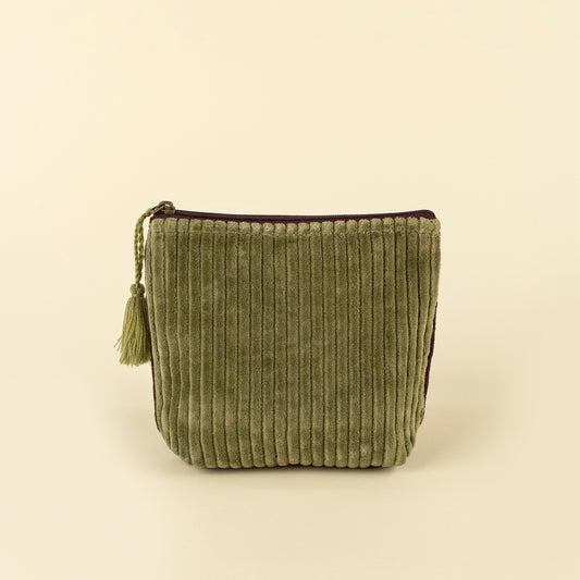 Small Two-Tone Velvet Pouch - Green&Sangria