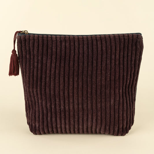 Large Two-Tone Velvet Pouch - Sangria&Navy