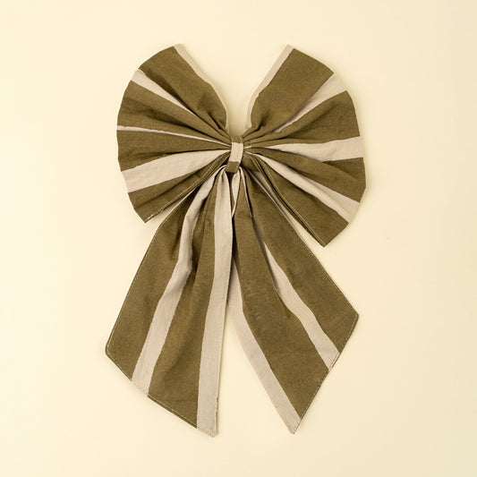 Block Print Stripe Bow w/ Clip