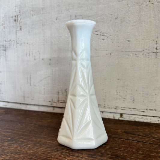 Vintage Geometric Milk Glass Vase- SM
