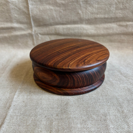 Vintage Dark Wood Trinket Container -SM