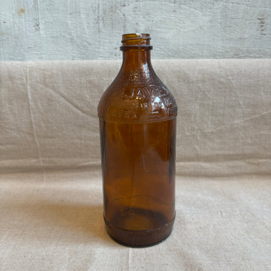 Vintage Brown Glass Javex Bottle - SM