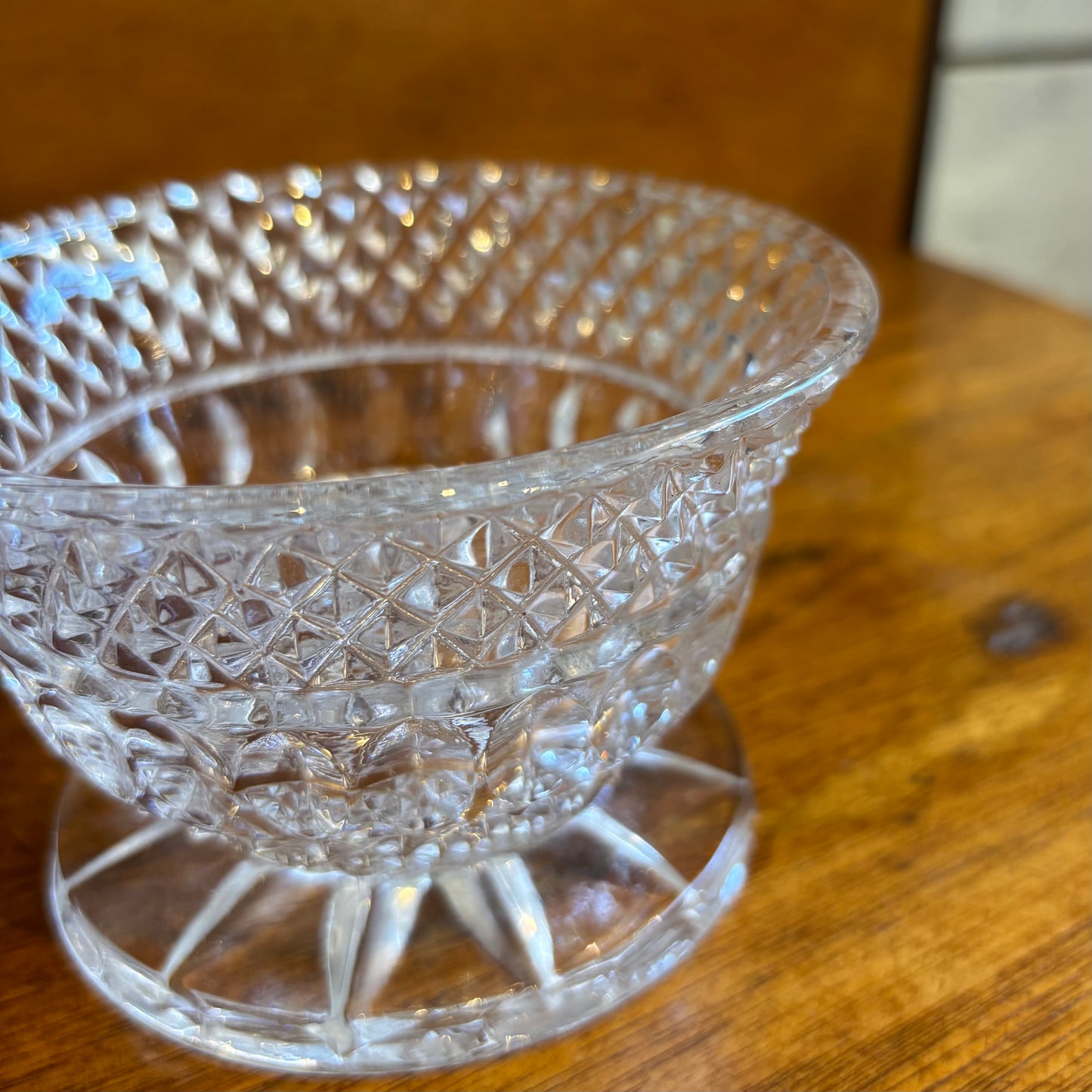 Vintage Crystal Footed Bowl w/ Oval Band Design