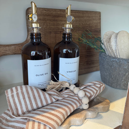 Striped Cotton Napkin - Beige/Rust