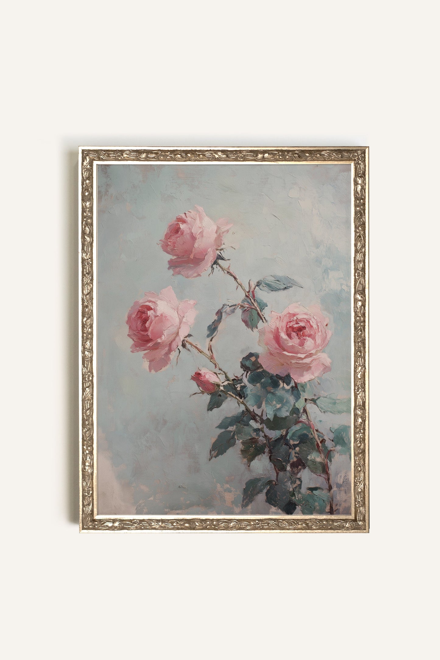 ROSES POUDRÉES, VINTAGE SILVER FRAME