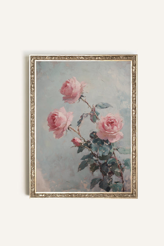 ROSES POUDRÉES, VINTAGE SILVER FRAME