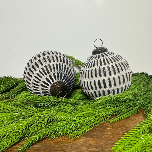 Patinaed Ball Ornament: Dots