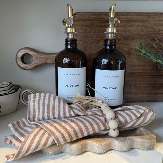 Striped Cotton Napkin - Beige/Rust