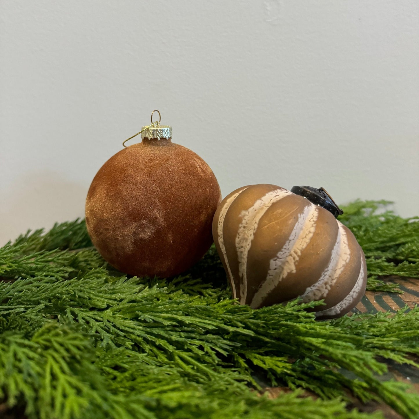 Velvet Glass Ornament: Tan