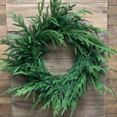 Faux Norfolk Pine Wreath - Natural Frame